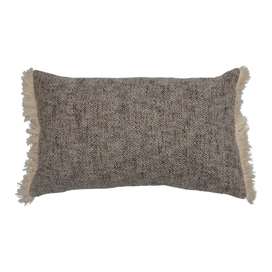 Black/Cream Fringe Lumbar Pillow