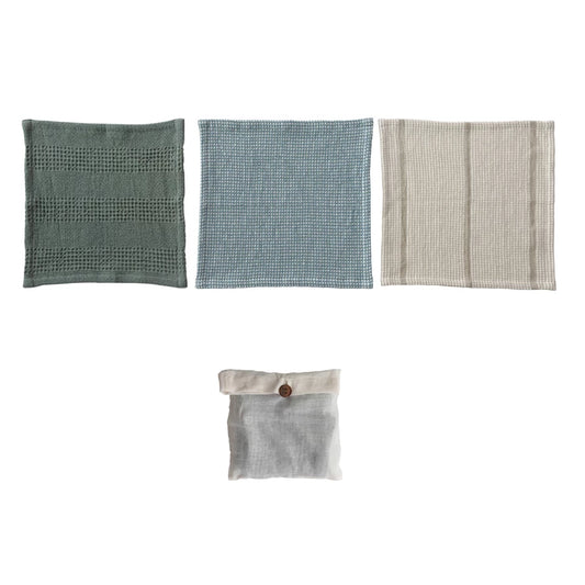 Waffle Weave Dish Cloths w/ Loop Set of 3
