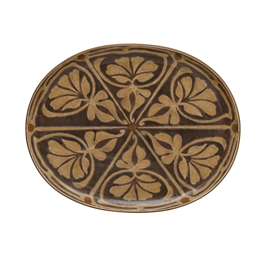 Brown & Taupe Oval Platter