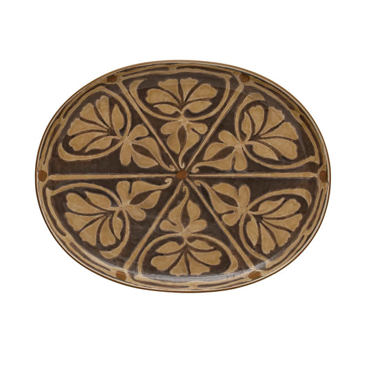 Brown & Taupe Oval Platter