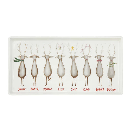 Santa's Reindeer Stoneware Platter