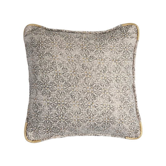 Grey/ Cream/ Gold Distressed Pillow